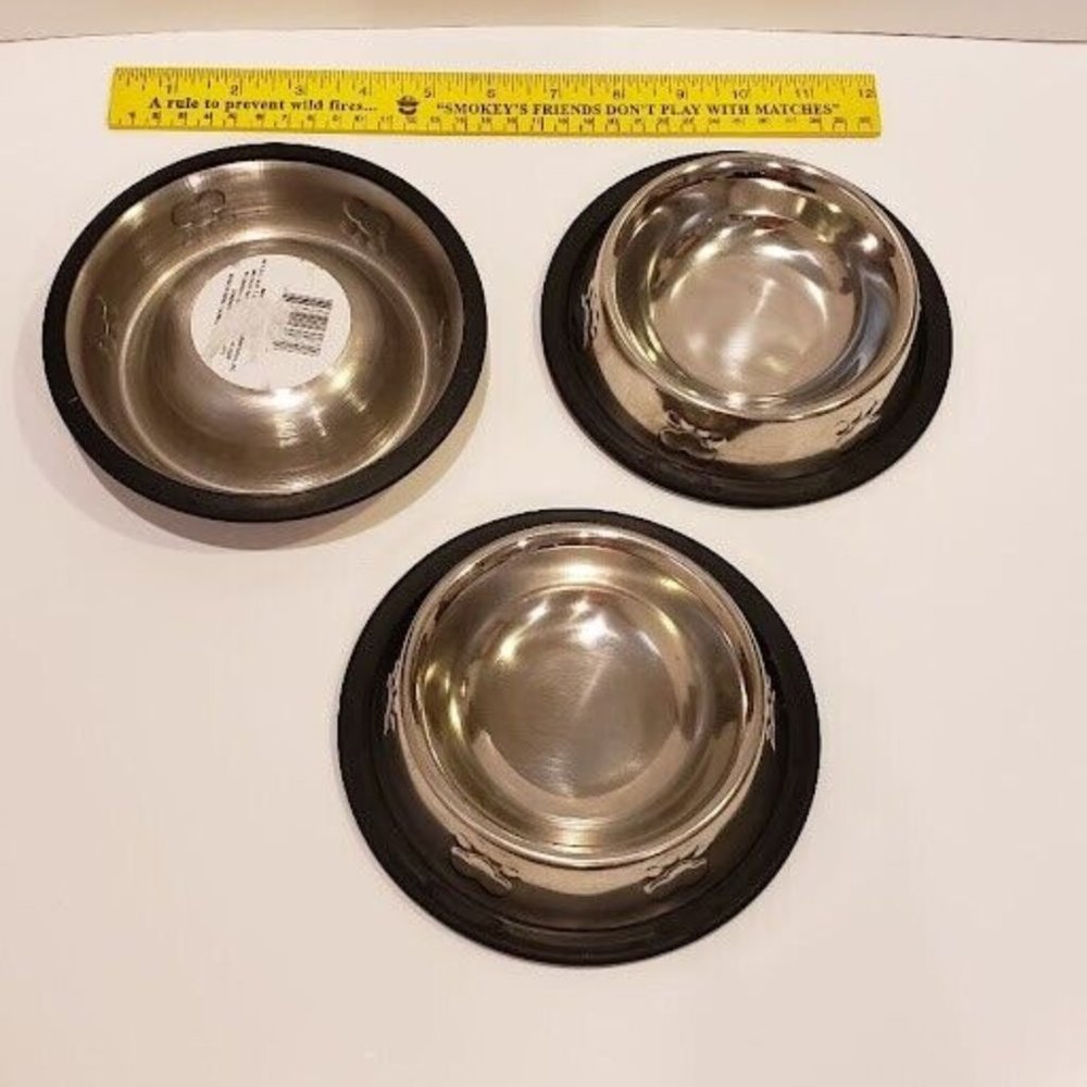 3 DOG FOOD AND WATER BOWL DISHES Dish Set For Small Breed Dogs Or Cats
